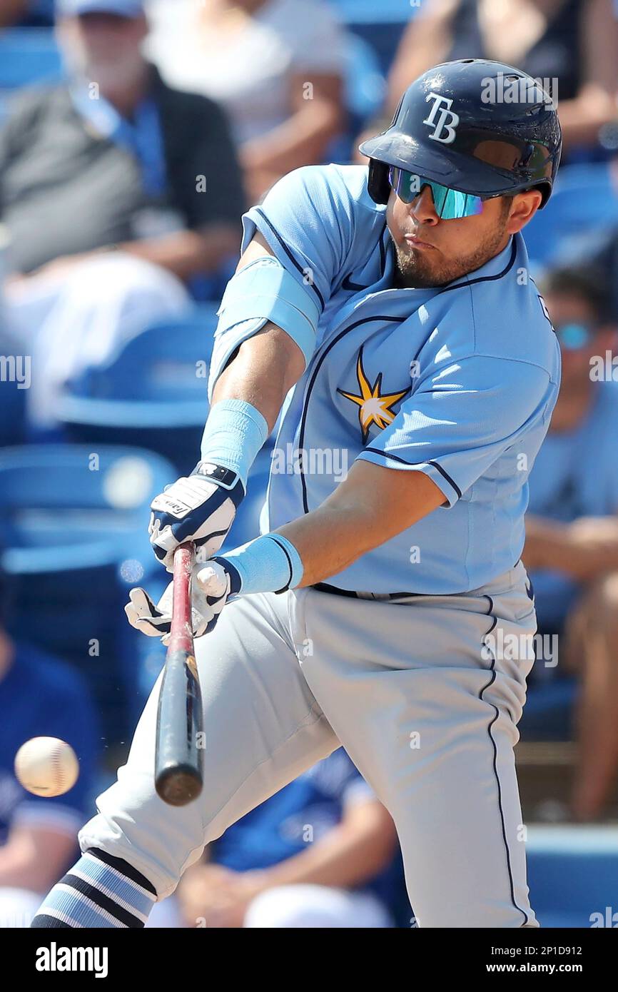 DUNEDIN, FL - MARCH 03: Tampa Bay Rays Infielder Jonathan Aranda (62) at  bat during the spring training game between the Tampa Bay Rays and the  Toronto Blue Jays on March 03,