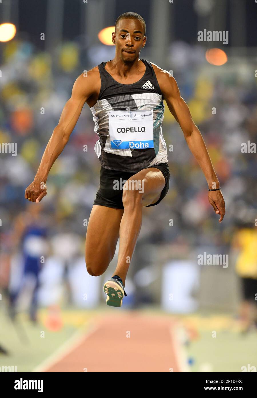 Alexis Copello (CUB) places second in the triple jump at 558½ (16.98m