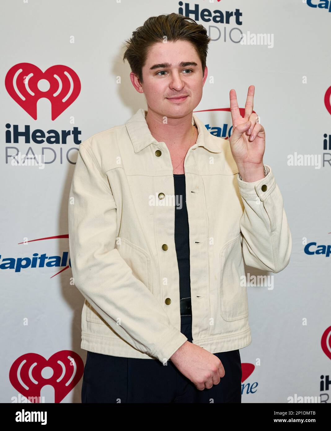 PHILADELPHIA, PA, USA - DECEMBER 12, 2022: Nicky Youre poses at Q102's iHeartRadio Jingle Ball at the Wells Fargo Center. Stock Photo