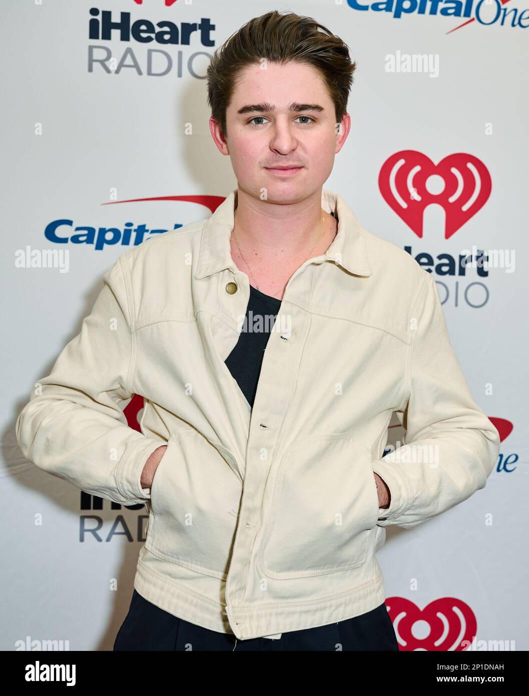 PHILADELPHIA, PA, USA - DECEMBER 12, 2022: Nicky Youre poses at Q102's iHeartRadio Jingle Ball at the Wells Fargo Center. Stock Photo