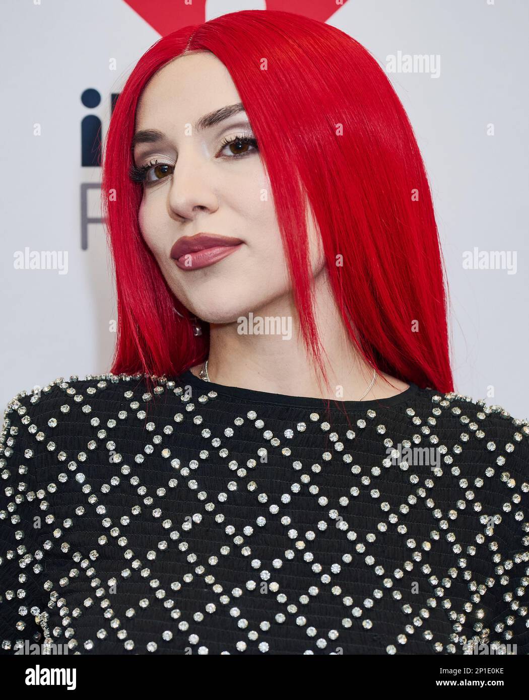 PHILADELPHIA, PA, USA - DECEMBER 12, 2022: Ava Max poses at Q102's iHeartRadio Jingle Ball at the Wells Fargo Center. Stock Photo