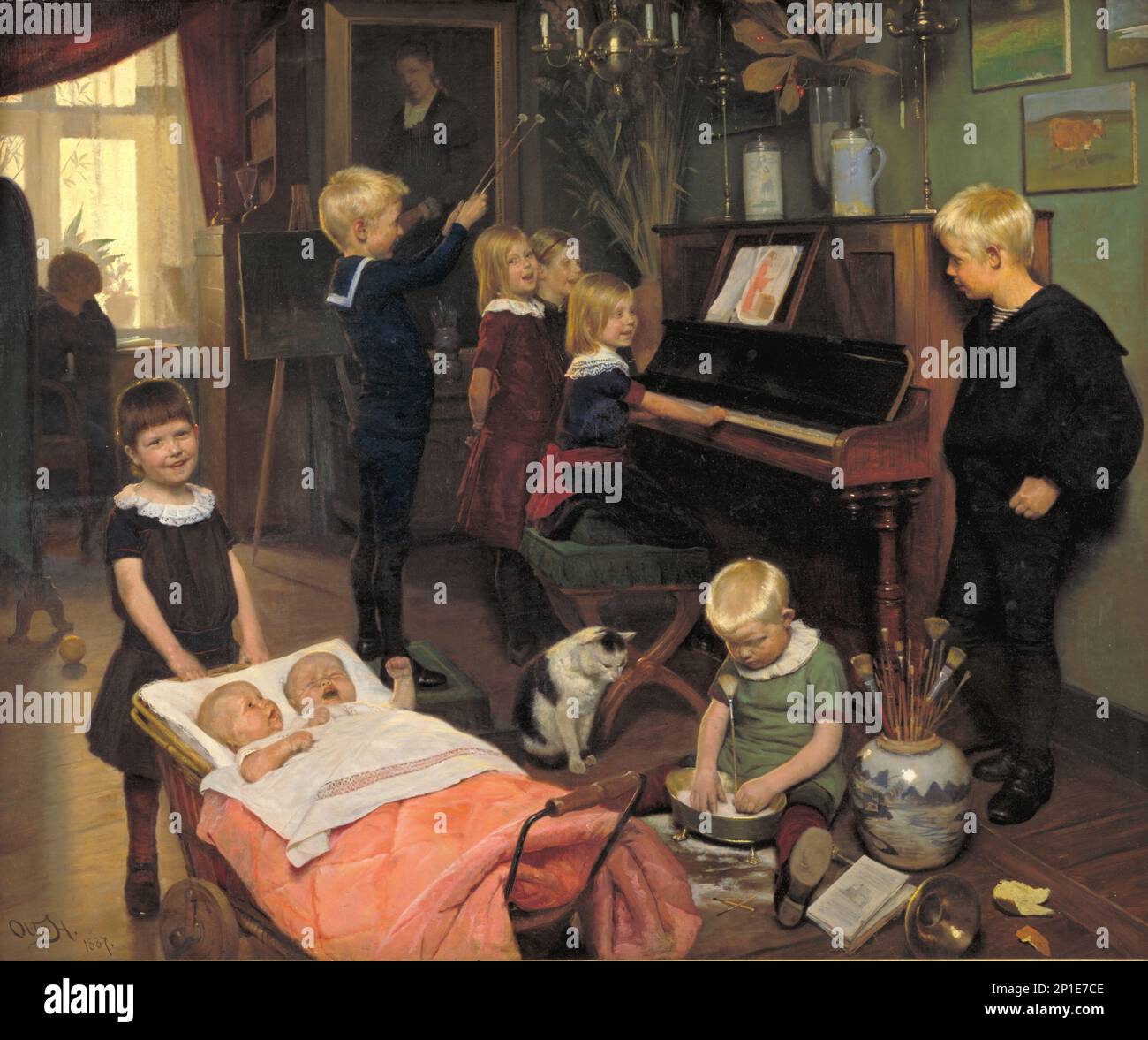A Concert: The Artist's Children and their Playmates, 1887. Stock Photo