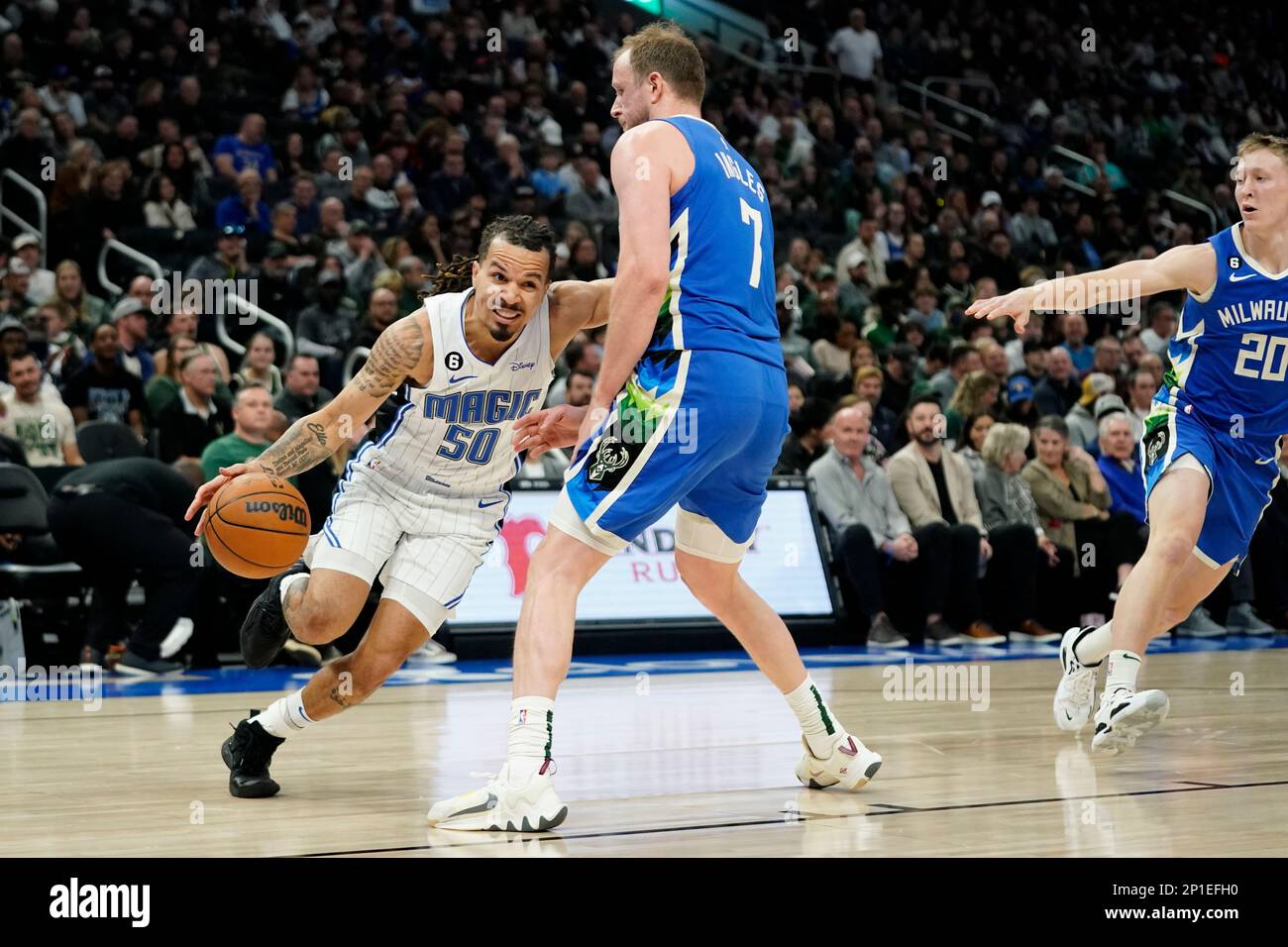 Milwaukee Bucks' Joe Ingles during the second half of an NBA basketball  game against the Toronto Raptors Tuesday, Jan. 17, 2023, in Milwaukee. The  Bucks won 130-122. (AP Photo/Morry Gash Stock Photo - Alamy