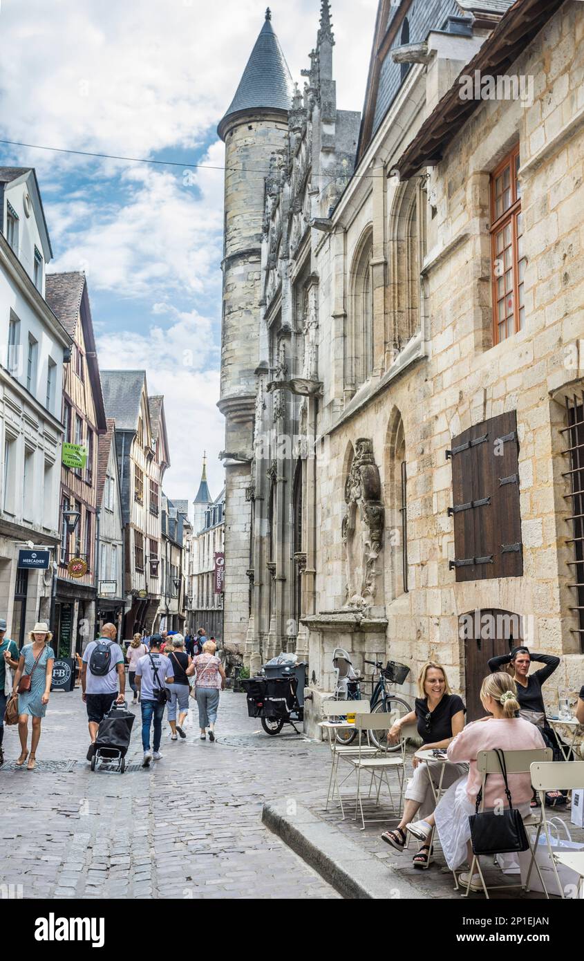 Rue Saint Romain at the Librarians Portal (Portail des Libraires) of Rouen Cathedral , Normandy, France Stock Photo