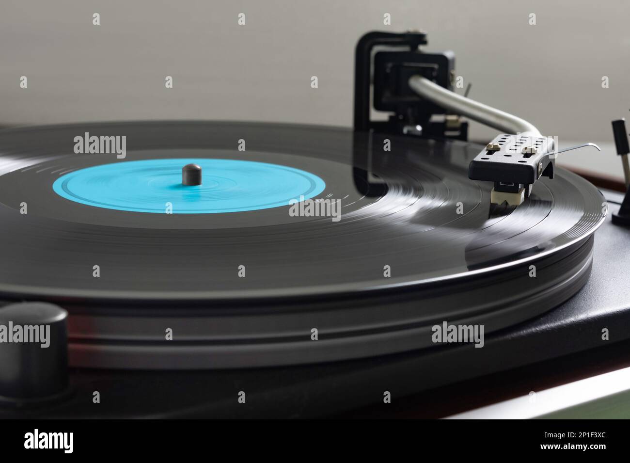 Record player, vinyl turntable record player, while playing the record