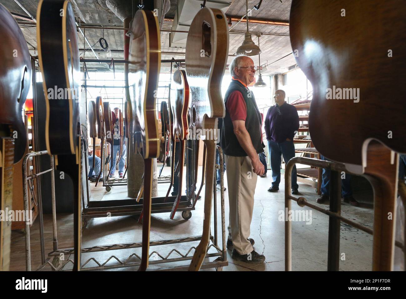 In this April 19, 2016 photo, Heritage Guitar founder Jim Deurloo leads