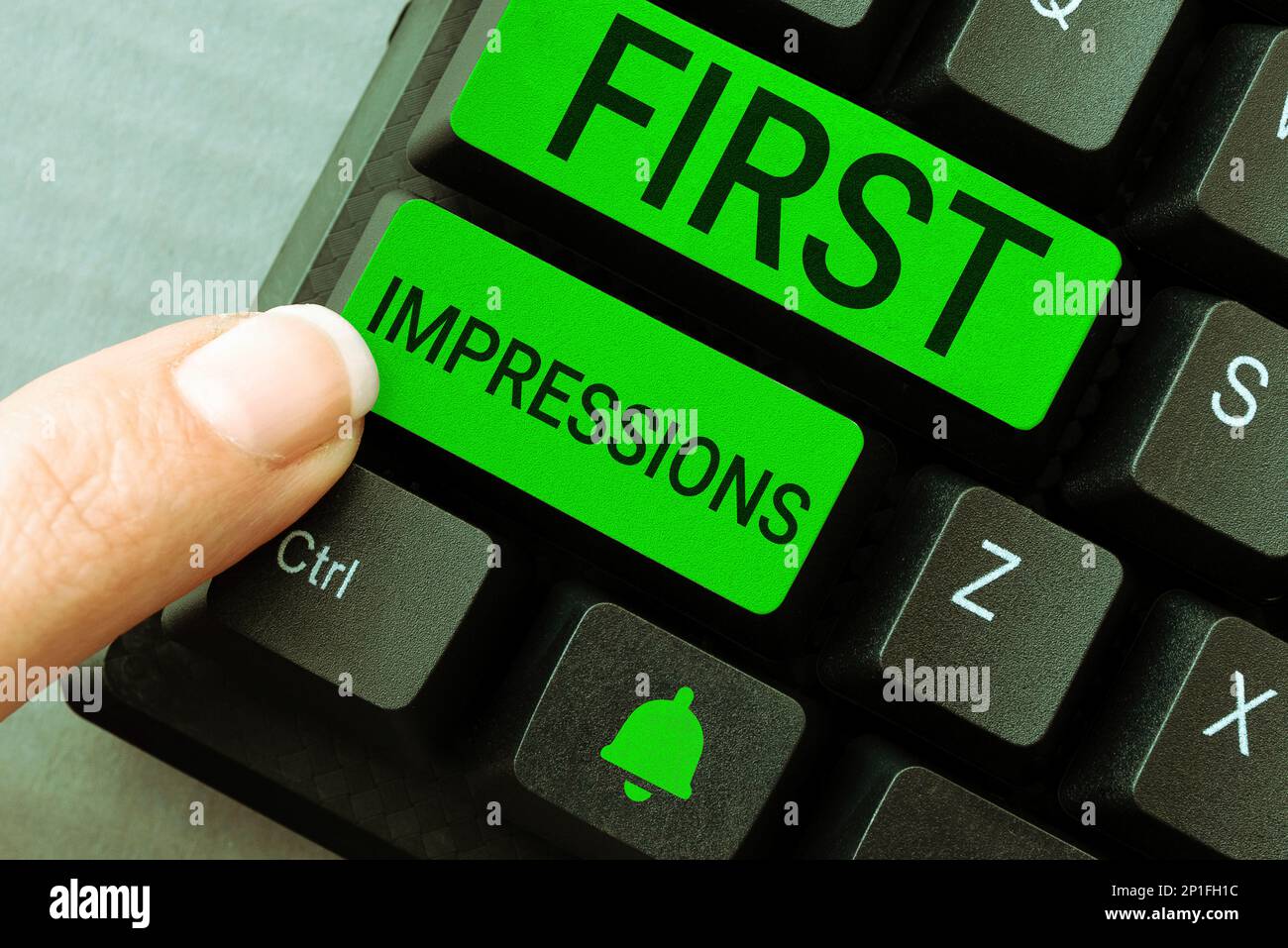 Writing displaying text First Impressions. Business overview What a ...