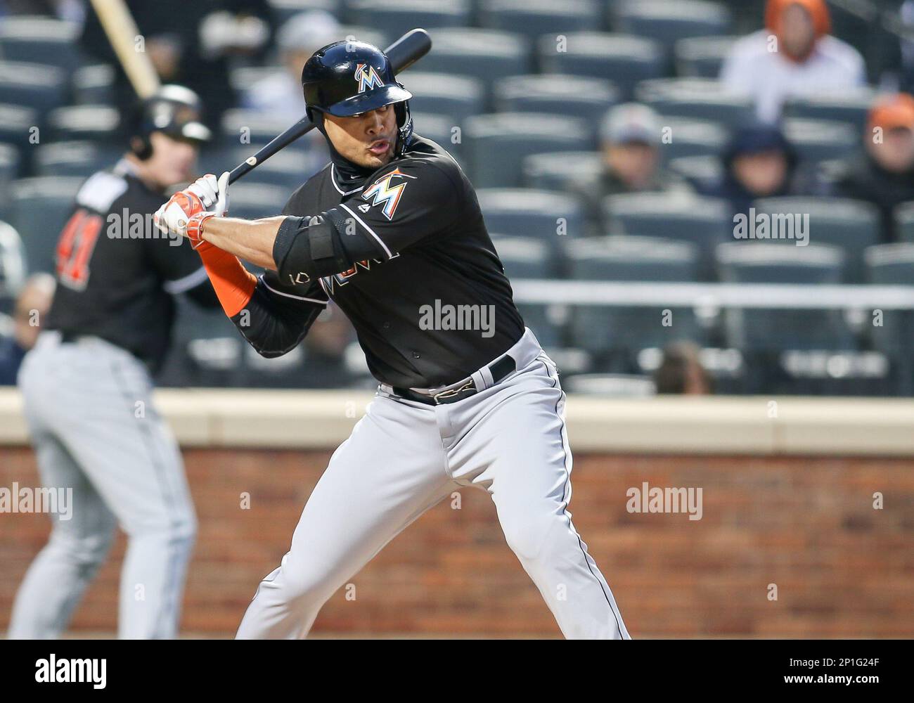 Flushing, New York, USA. 4th July, 2016. Christian Yelich (Marlins) MLB : Christian  Yelich of the Miami Marlins at bat in the first inning during the Major  League Baseball game against the