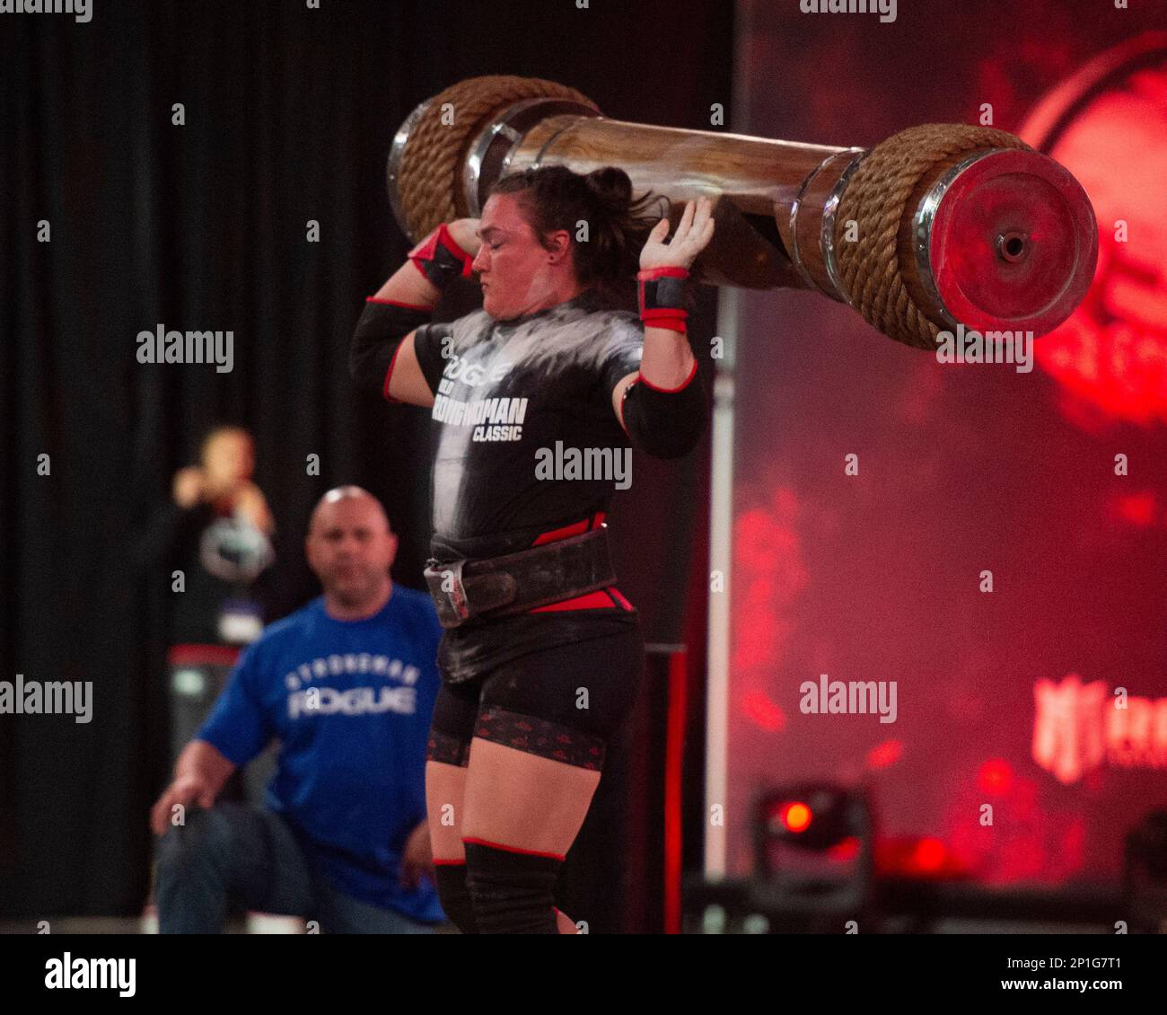 Columbus, Ohio, United States. 3rd March, 2023. Hannah Linzay (USA) misses the lift in the Austrian Oak Log Press competition in the Arnold Pro Strongwoman in Columbus, Ohio, USA. Credit: Brent Clark/Alamy Live News Stock Photo