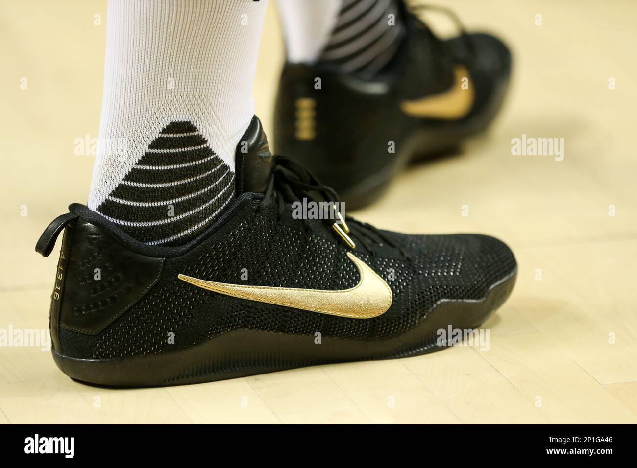 April 13, 2016 - Players wear a special players edition of the Nike Kobe 11  on Kobe Bryant's last game.The Portland Trail Blazers hosted the Denver  Nuggets at the Moda Center on