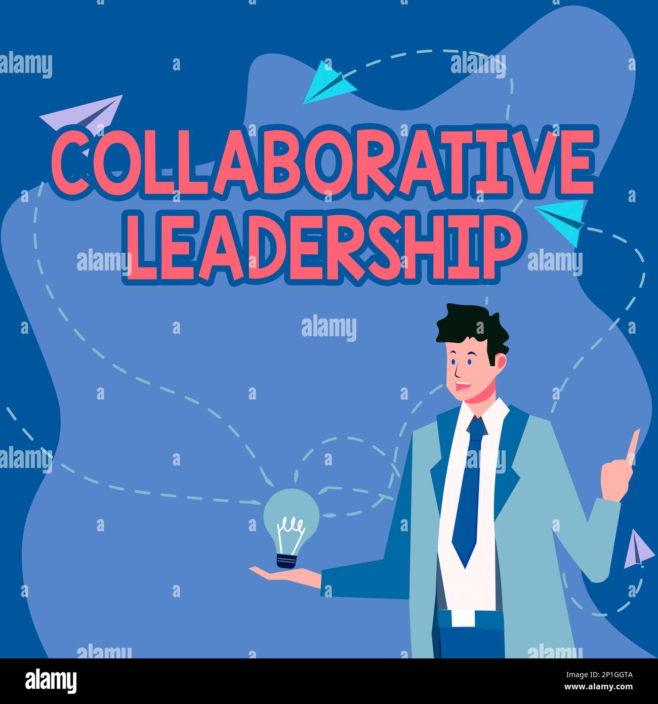 Text caption presenting Collaborative Leadership. Word for people and ...