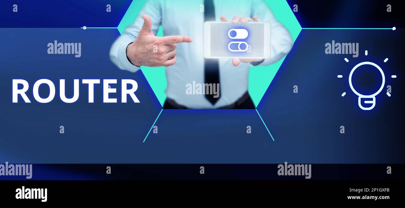 Presentation Display Router Conceptual display Router. Internet Concept power tool with shaped ...