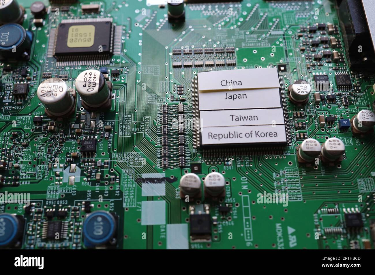 Semiconductor printed circuit board. Image photos of Asian countries