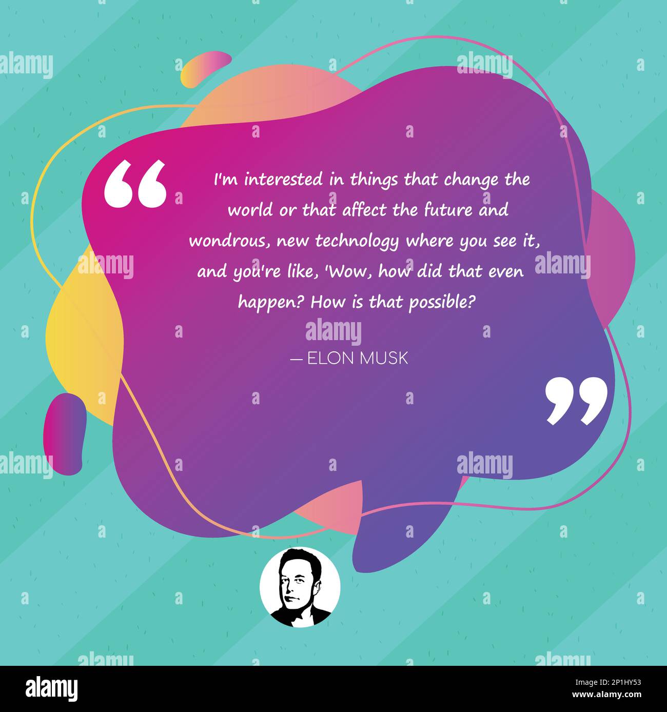 Elon Musk for Inspiration and Motivation Quotes. Portrait Drawing Illustration. Vector