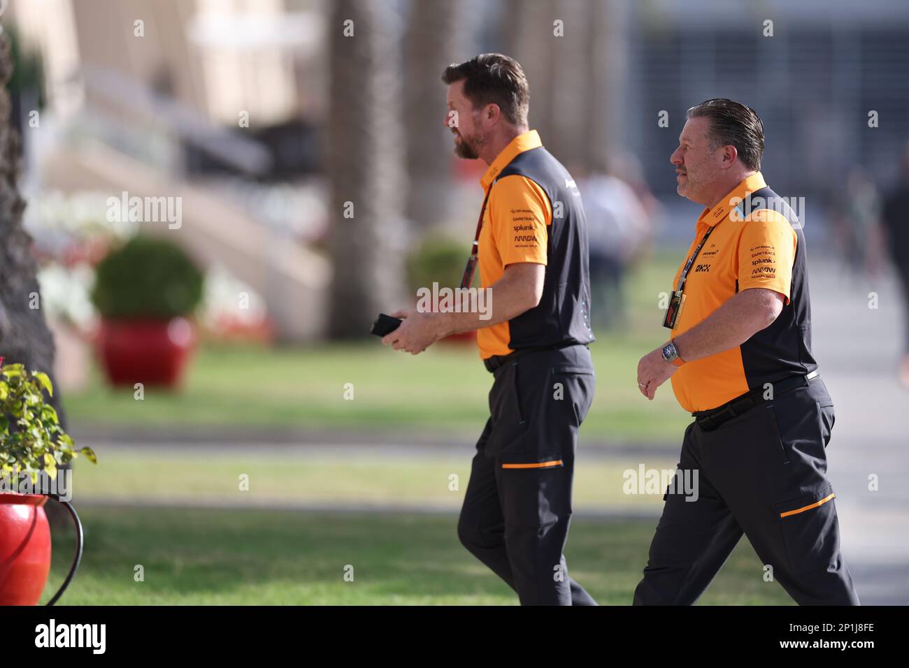 Manama, Bahrain. 03rd Mar, 2023. MANAMA, BAHRAIN, Sakhir circuit, 3. March 2023: (R) Zak BROWN, executive director of McLaren Technology Group, USA, McLaren Chief Executive Officer during the Bahrain Formula One Grand Prix at the Bahrain International Circuit near Manama city in the town of Sakhir on March 03. 2023. Formula 1 - F1 Motorsport, fee liable image, photo and copyright © Jun QIAN/ ATP images (QIAN Jun/ATP/SPP) Credit: SPP Sport Press Photo. /Alamy Live News Stock Photo