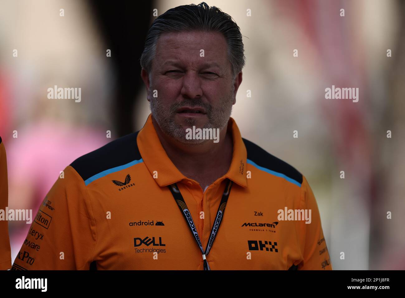 Manama, Bahrain. 03rd Mar, 2023. MANAMA, BAHRAIN, Sakhir circuit, 3. March 2023: Zak BROWN, executive director of McLaren Technology Group, USA, McLaren Chief Executive Officer during the Bahrain Formula One Grand Prix at the Bahrain International Circuit near Manama city in the town of Sakhir on March 03. 2023. Formula 1 - F1 Motorsport, fee liable image, photo and copyright © Jun QIAN/ ATP images (QIAN Jun/ATP/SPP) Credit: SPP Sport Press Photo. /Alamy Live News Stock Photo