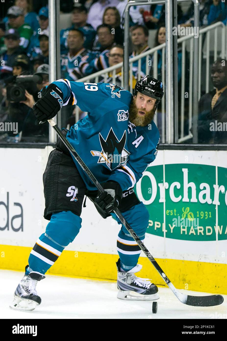 January 21, 2015: San Jose Sharks defenseman Brent Burns (88) in action  during the NHL hockey game between the Los Angeles Kings and the San Jose  Sharks at the SAP Center in