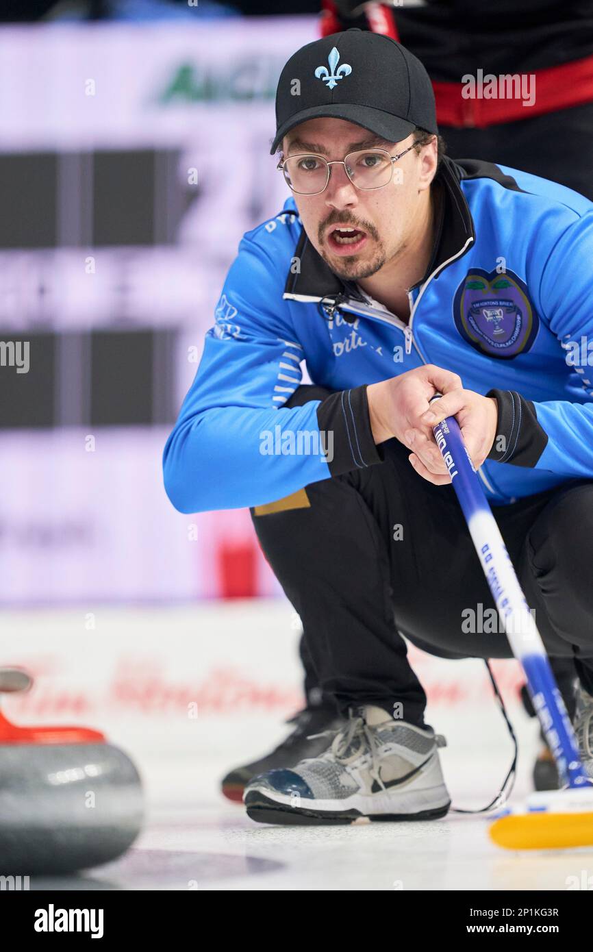 Ontario, Canada. 03rd Mar, 2023. Quebec skip Felix Asselin calls to his