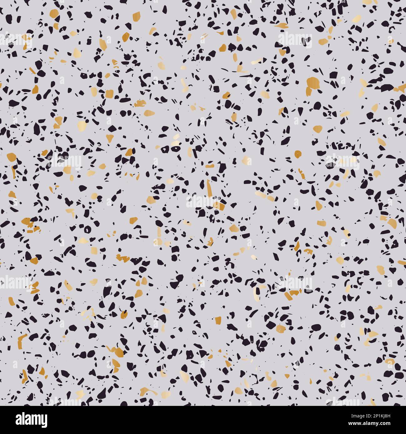 Black and gold terrazzo on gray background. Great for packaging, scrapbook, wrapping paper. Vector illustration Stock Vector