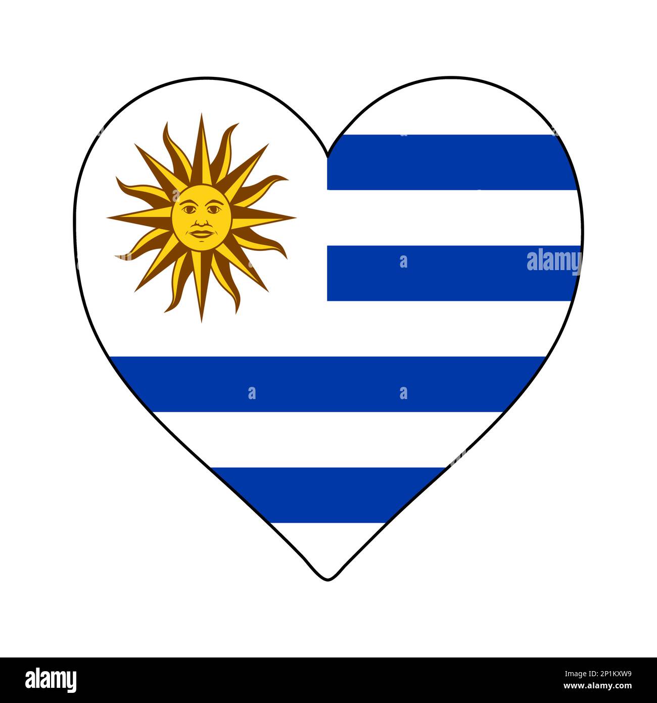 Uruguay Heart Shape Flag. Love Uruguay. Visit Uruguay. South America. Latin America. Vector Illustration Graphic Design. Stock Vector