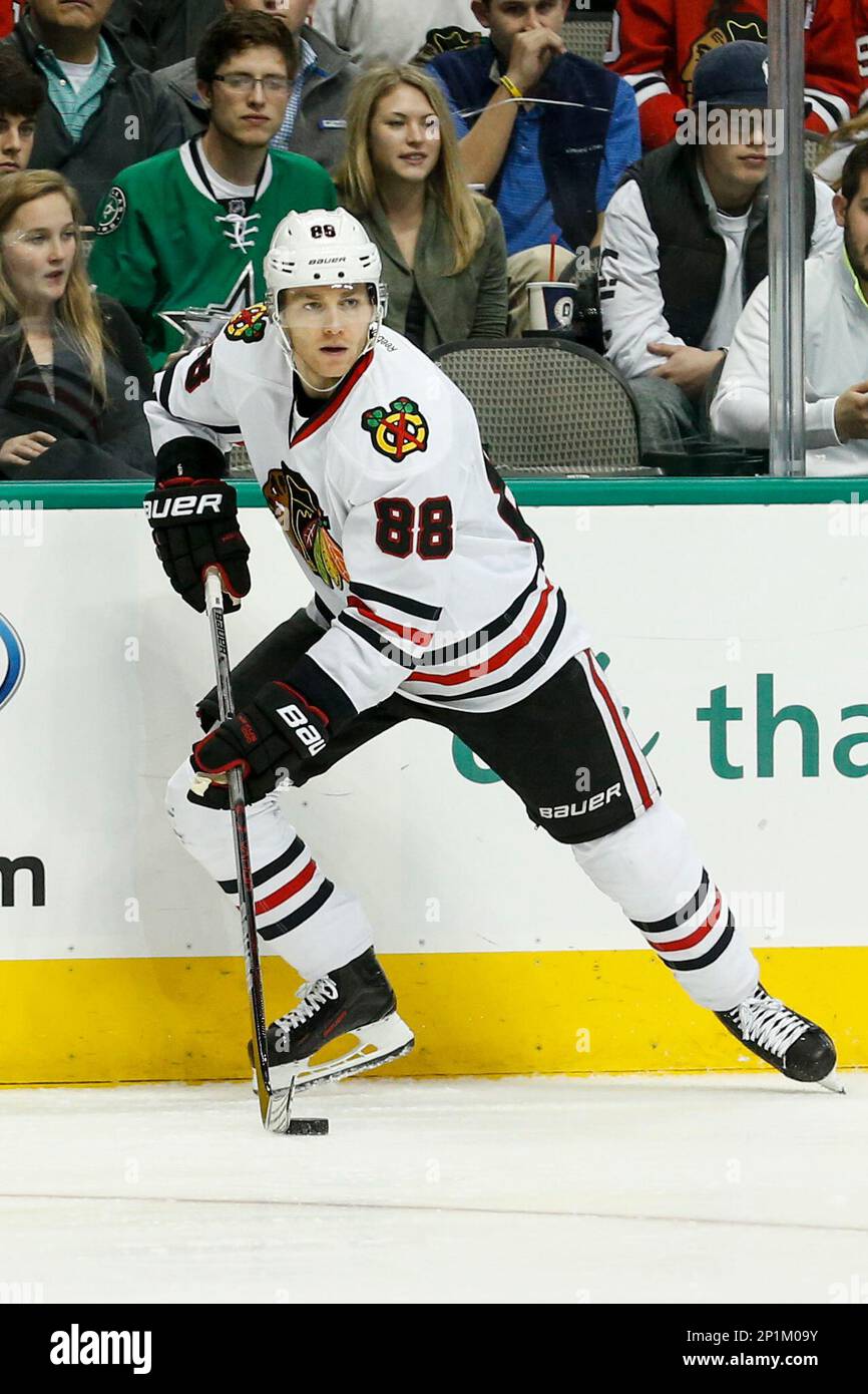 Chicago Blackhawks right wing Patrick Kane skates with the puck in