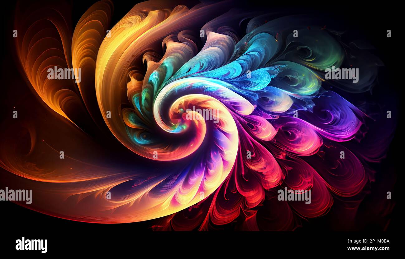 A Mesmerizing Spectral Swirls Abstract Background, Generative AI, Illustration, This abstract background features mesmerizing spectral swirls that cre Stock Photo