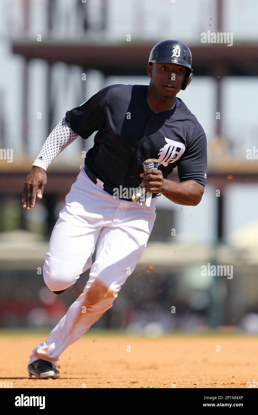 09 MAR 2016: Justin Upton (8) of the Tigers during the spring training game  between the Washington Nationals and the Detroit Tigers at Joker Marchant  Stadium in Lakeland, Florida. (Cliff Welch/Icon Sportswire) (