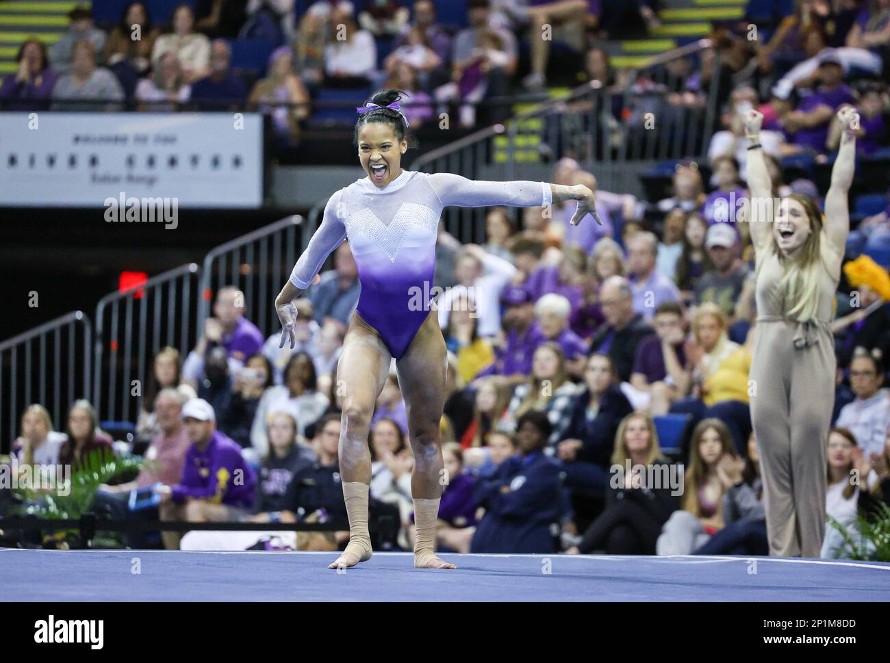 Baton Rouge, LA, USA. 3rd Mar, 2023. LSU's Haleigh Bryant copletes a