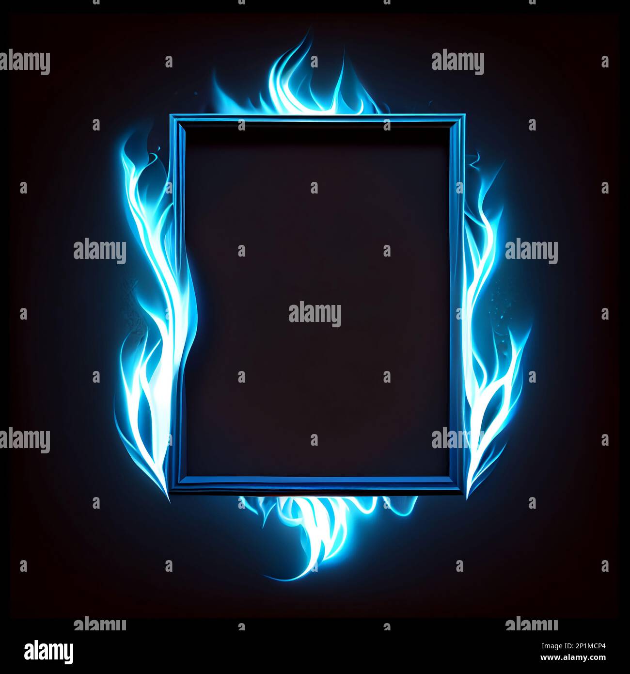 A Electric Blue Fire Flame Blazing on a Dark Background, Fierce and