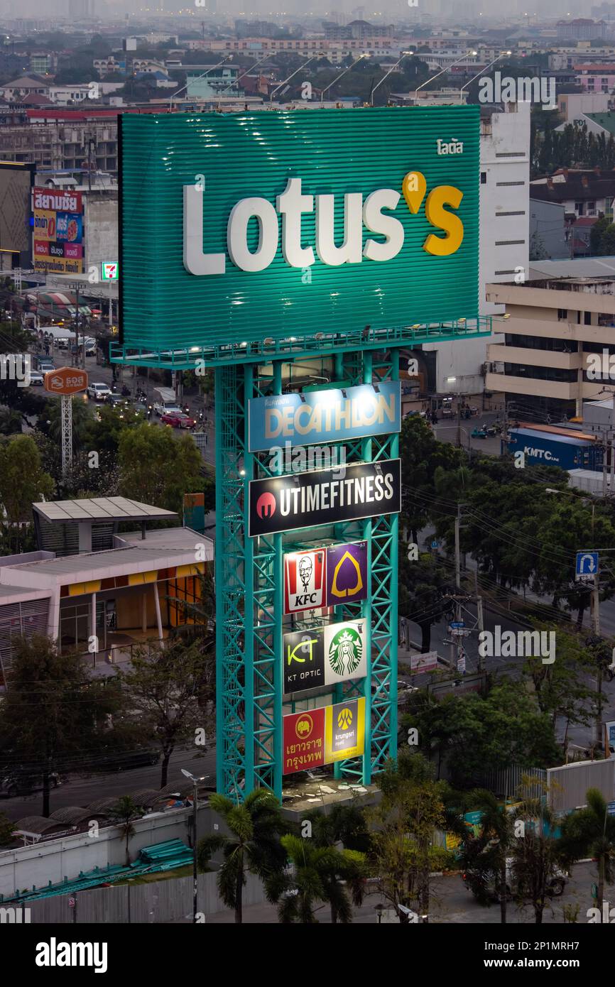 BANGKOK, THAILAND, FEB 25 2023, Illuminated advertising billboard in