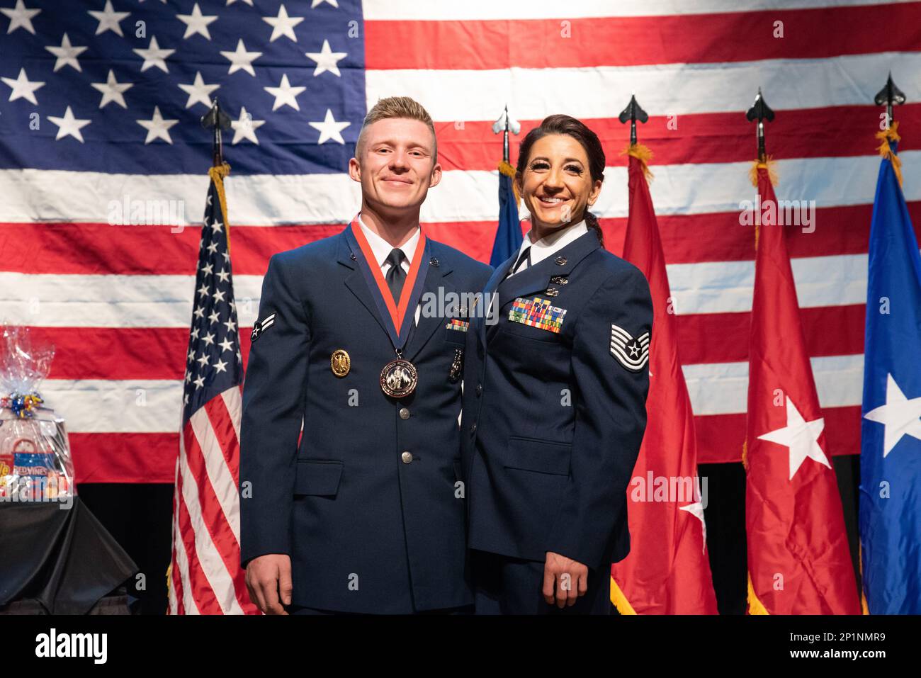 The Utah Air National Guard honor their outstanding nominees during the Airmen of the Year banquet at the Utah Cultural Celebration Center on Jan. 7th, 2023. The Airmen of the Year award program is designed to recognize Airmen who display superior leadership, job performance and personal achievement.  (Air National Guard photo by: Tech. Sgt. Danny Whitlock) Stock Photo