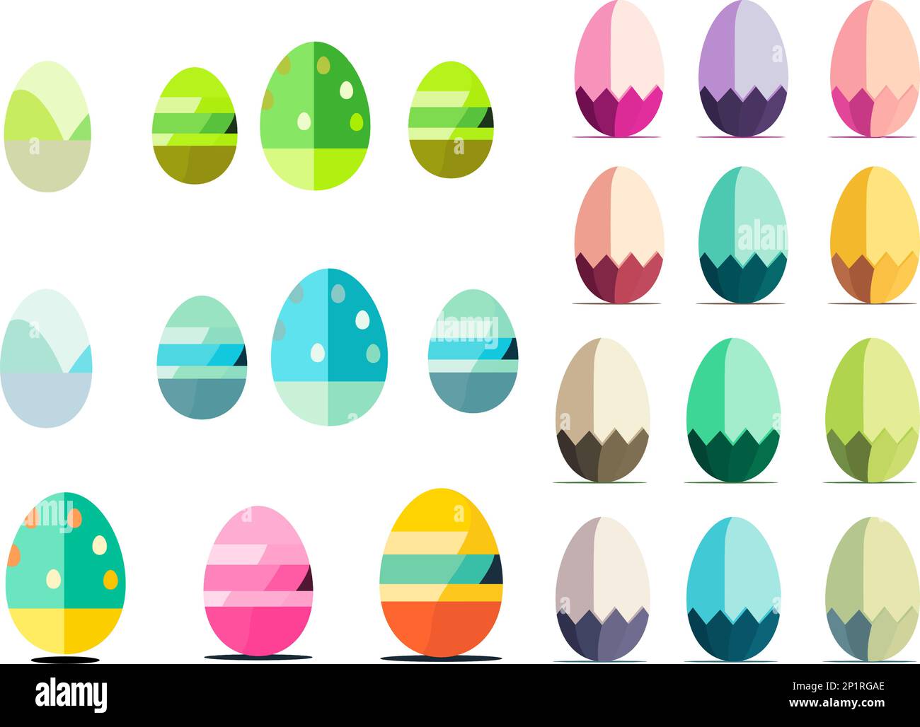 Easter eggs for easter day sweet and colorful with decoration patterns on white background. Set of colourful decorated Easter Eggs for use in Easter Stock Vector