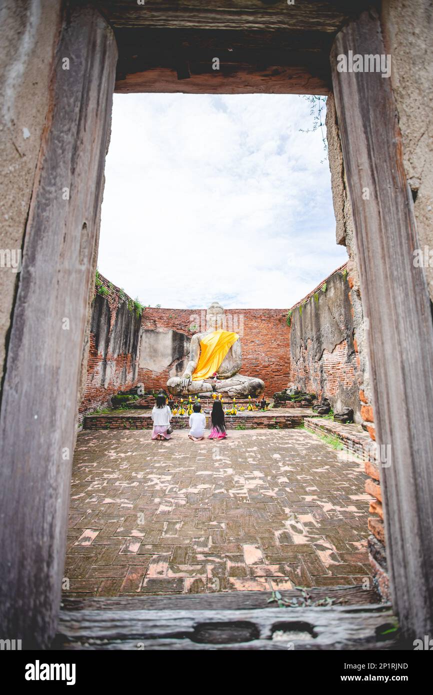 Beautiful scenery in Wat Lokayasutharam, Ayutthaya, Thailand. One site of Ayutthaya Unesco World Heritage Site. Stock Photo