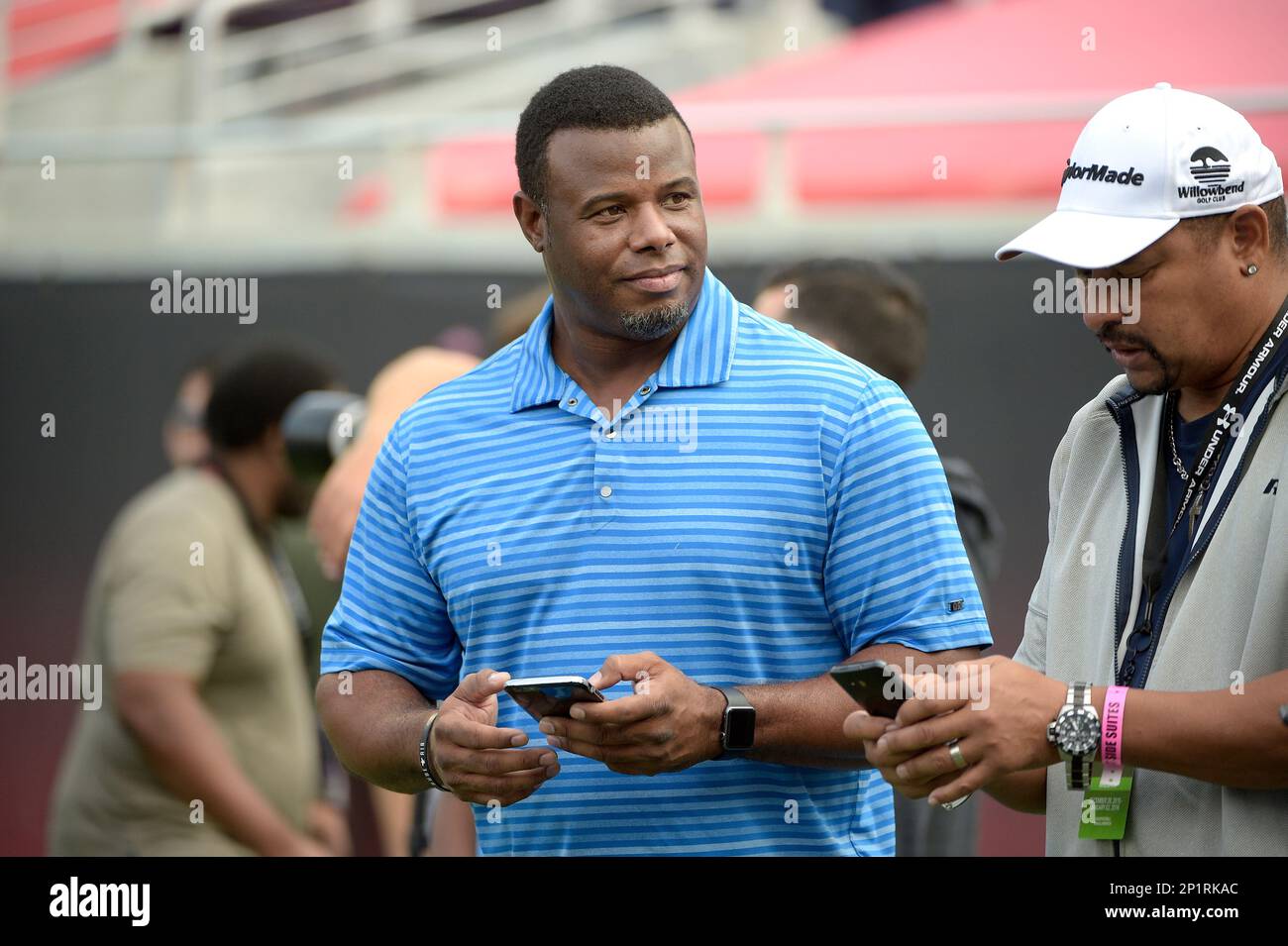 Former professional baseball player Ken Griffey Jr. arrives with his wife  Melissa to attend the 139th Kentucky Derby at Churchill Downs Saturday, May  4, 2013, in Louisville, Ky. (AP Photo/Darron Cummings Stock