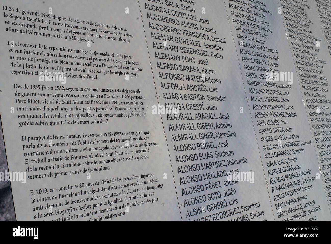 Memorial for those executed during the Franco dictatorship in Barcelona (1939/1952) Stock Photo
