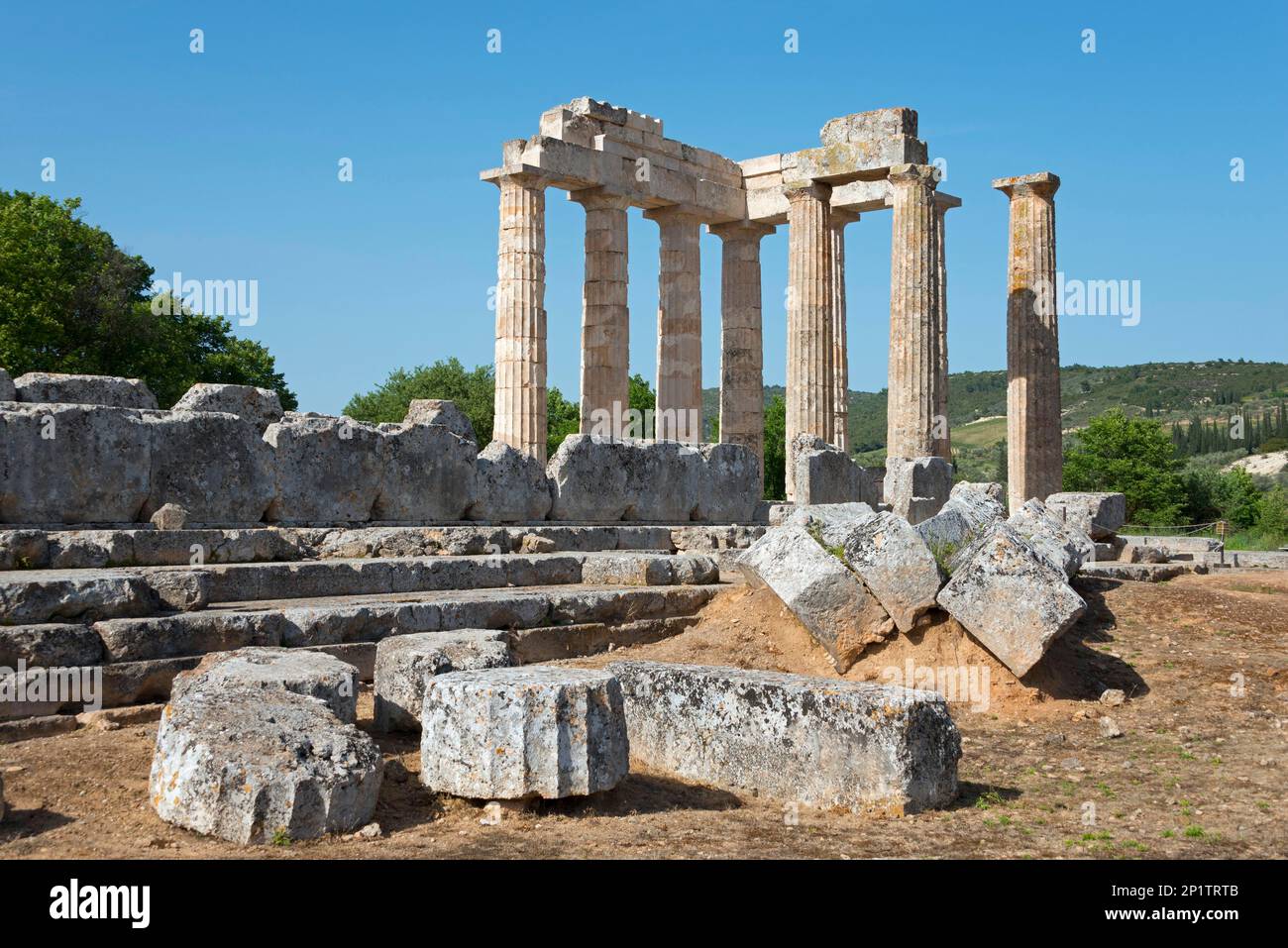 Zeus Temple, Ancient Nemea, Corinthia, Peloponnese, Greece Stock Photo