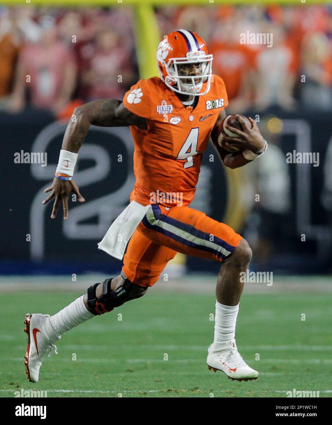 Jan 11, 2016 Glendale, AZ USA Clemson QB 4 Deshaun Watson break away on a bootleg play for a
