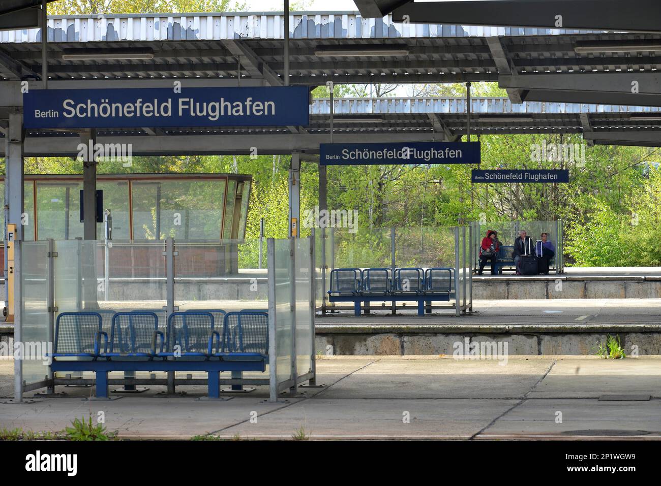 Platform, Train Station, Airport, Schoenefeld, Brandenburg, Germany Stock Photo
