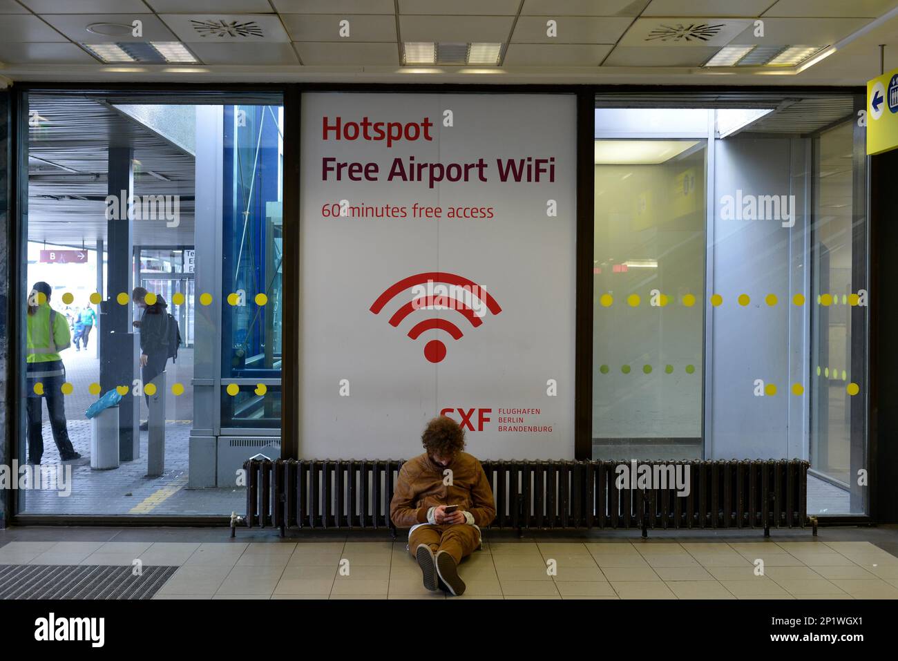 Wifi hotspot, airport, Schönefeld, Brandenburg, Germany, Europe Stock