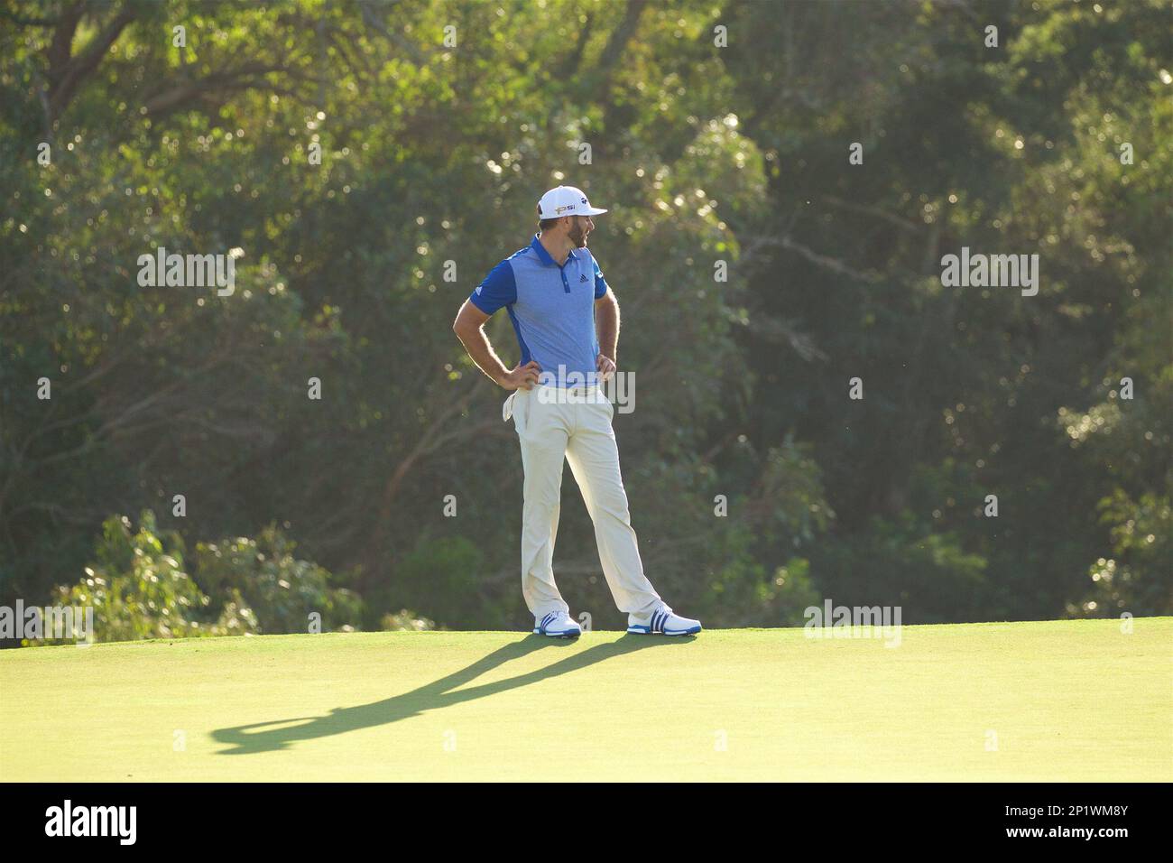 January 07 2016 Dustin Johnson looks out to the ocean during the First