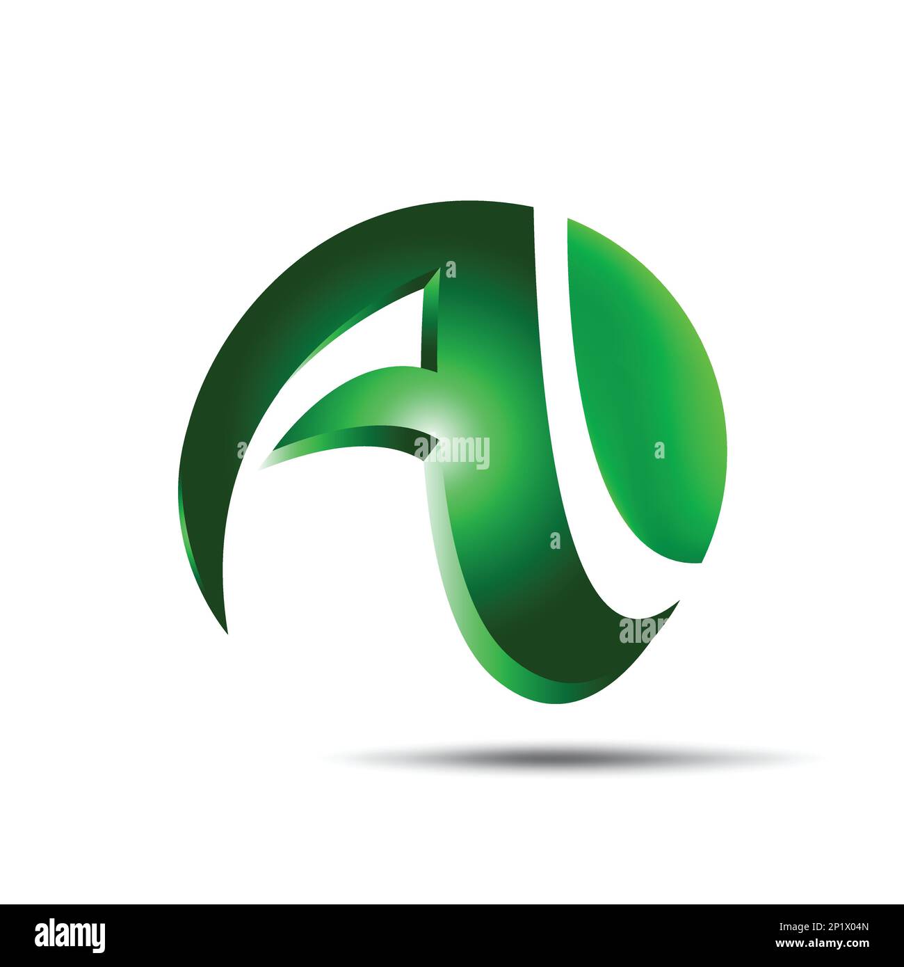 Initial letter A Alphabet 3d natural logo design with green gradient Stock Vector
