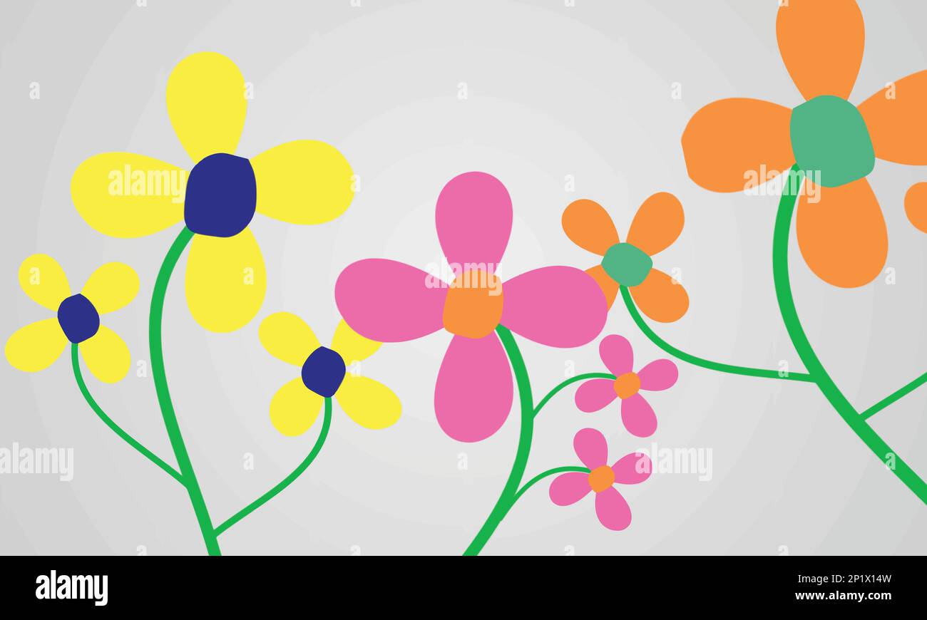 abstract background with cute colorful flowers. Vector illustration for