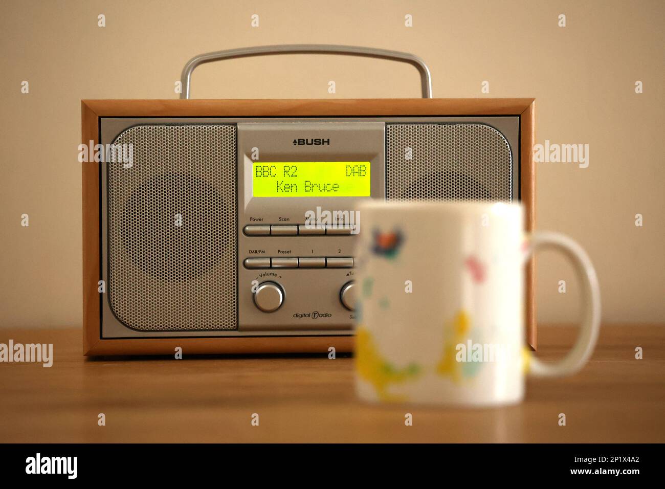 A DAB radio broadcasting the final Radio 2 show for Ken Bruce last BBC