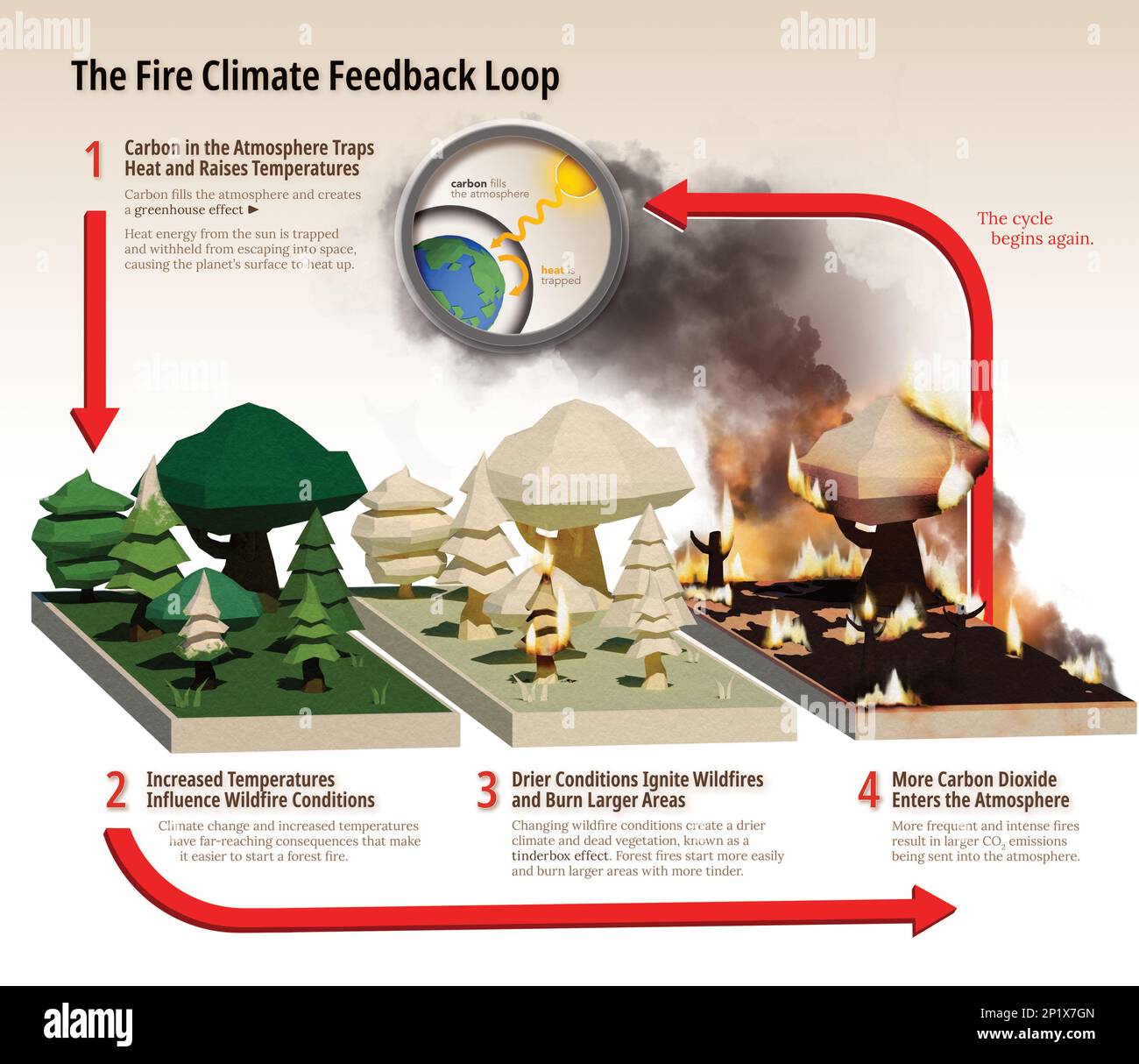 Fire and climate, illustration Stock Photo