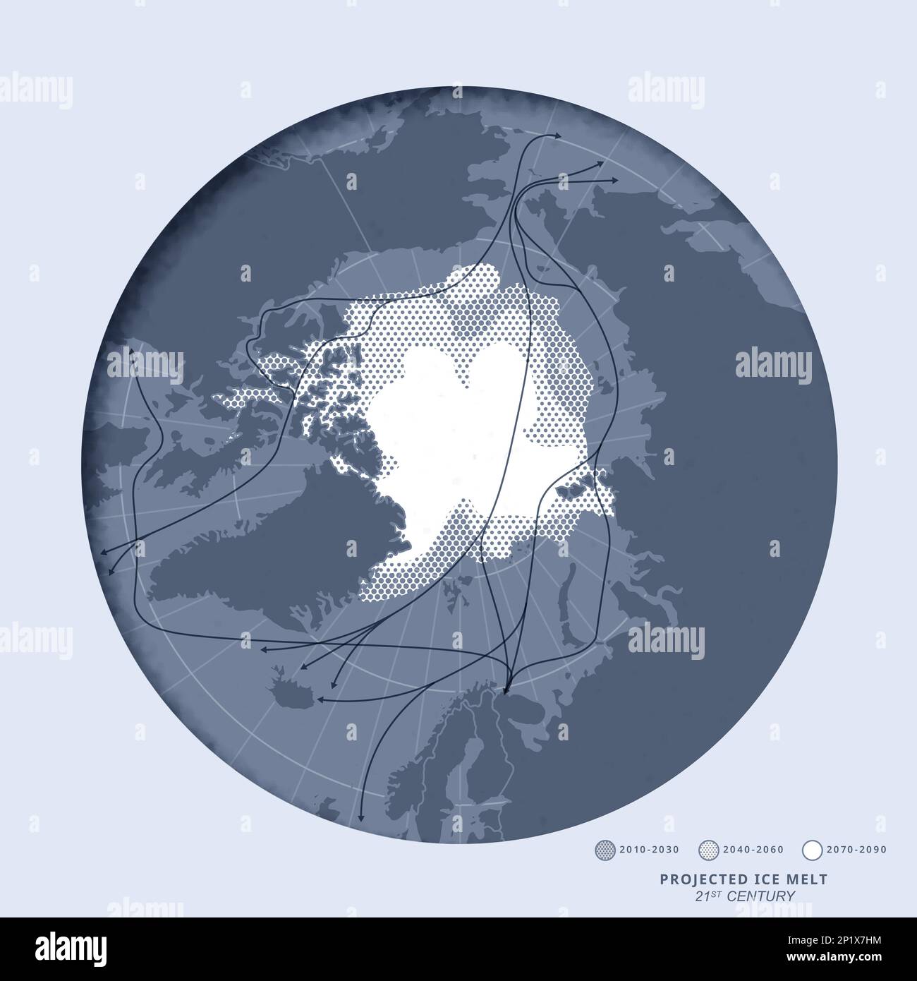 Arctic trade routes and projected ice coverage, map Stock Photo - Alamy