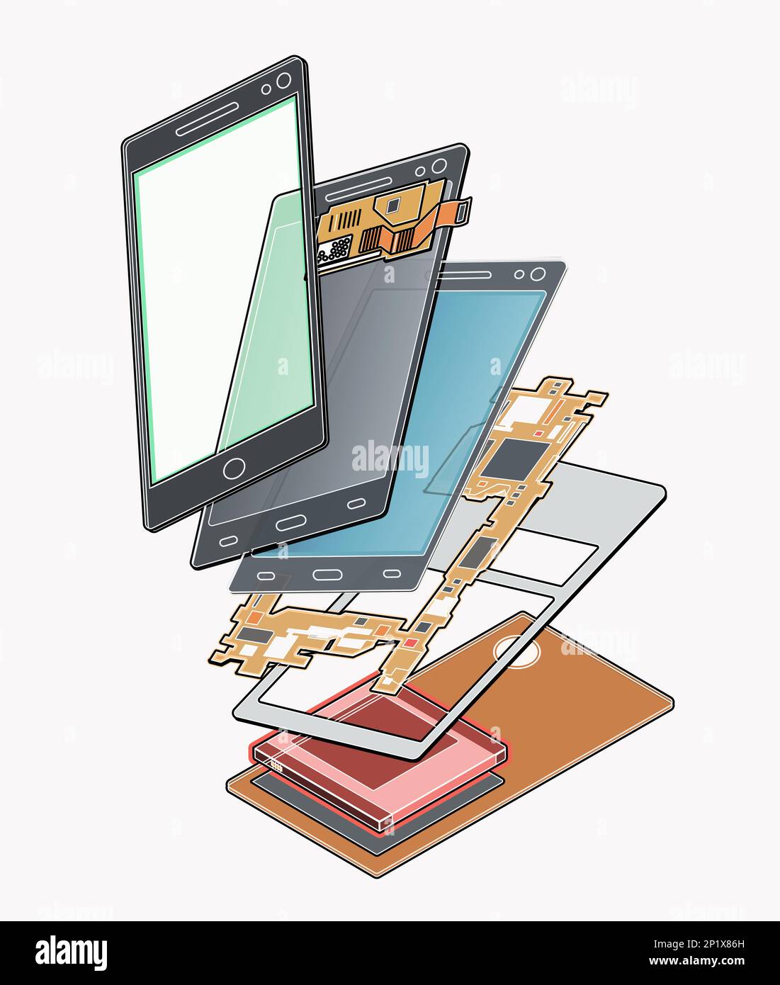 Components of a smartphone, illustration Stock Photo Alamy