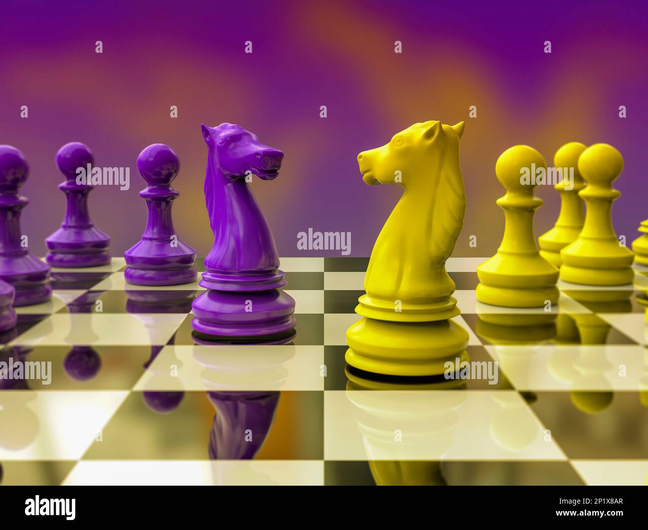 Emphasis On Knight Chess Piece Yellow Stock Photo 1320925034