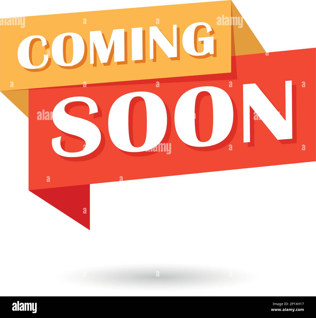 Coming soon banner icon in flat style. Promotion label vector