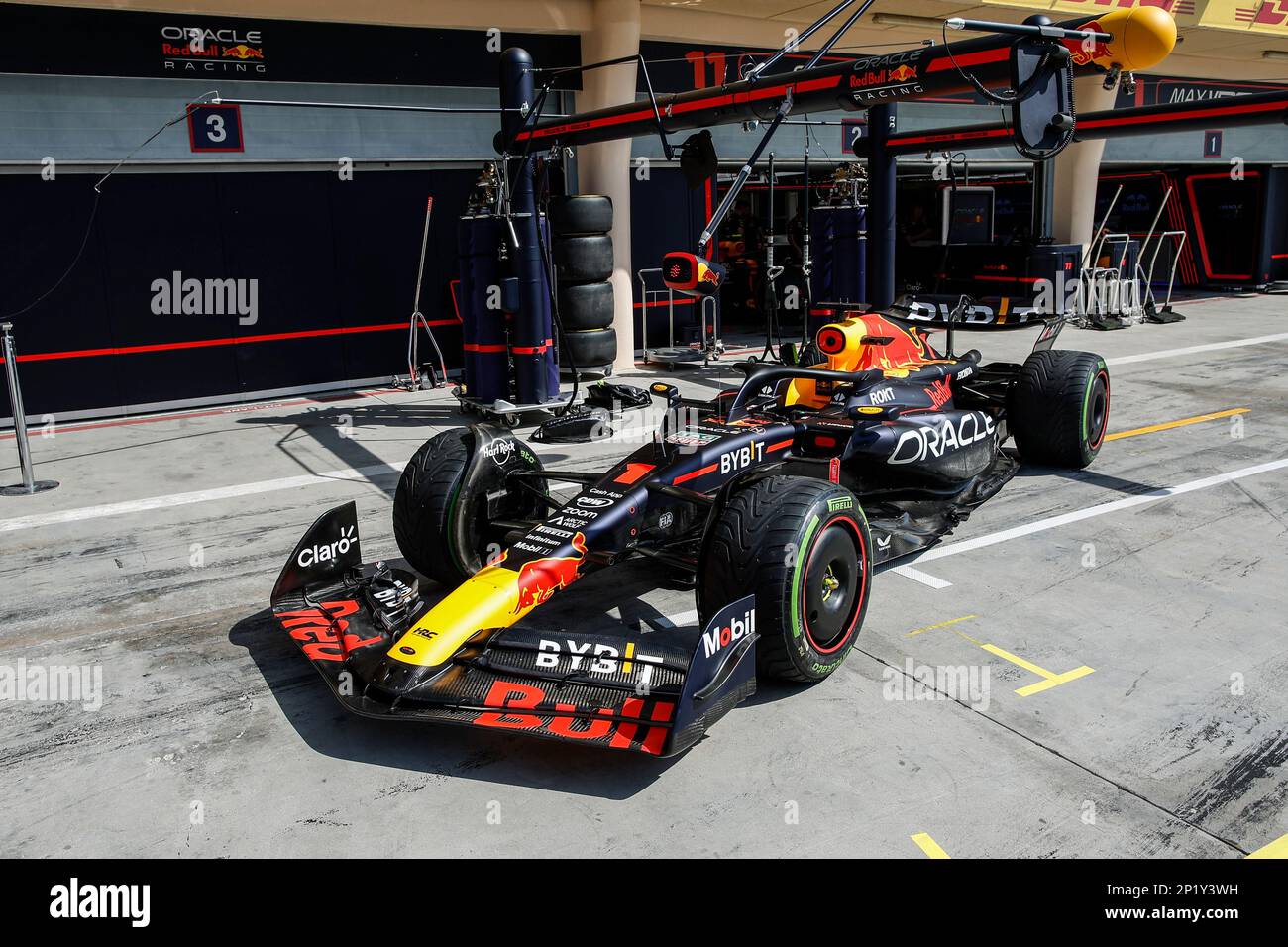 Red Bull Racing RB19, mechanical detail during the Formula 1 Gulf Air Bahrain Grand Prix 2023, 1st round of the 2023 FIA Formula One World Championship from March 2 to 5, 2023 on the Bahrain International Circuit, in Sakhir, Bahrain - Photo Xavi Bonilla / DPPI Stock Photo