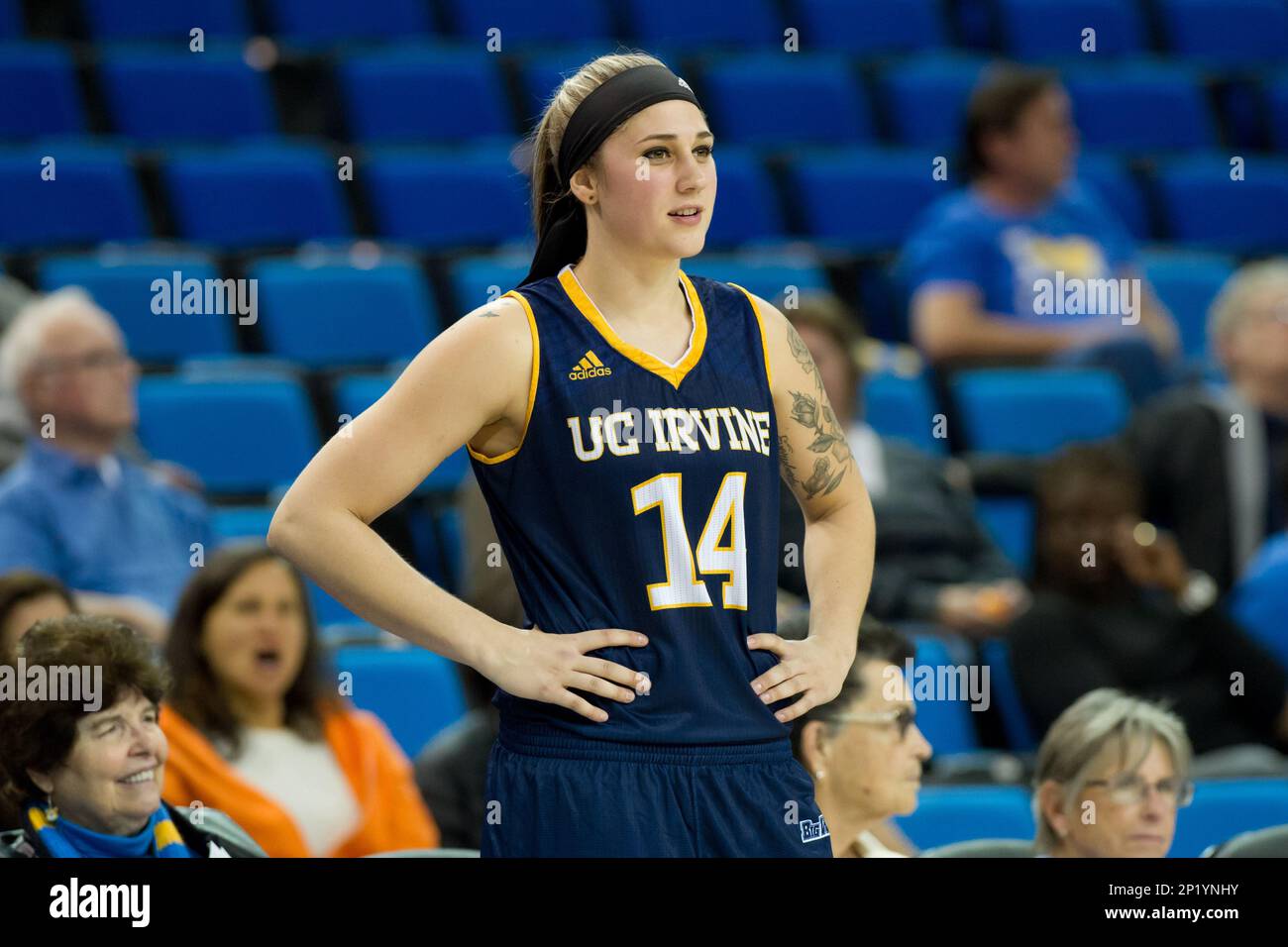 December 16 2015: UC Irvine Anteaters forward Brittany Glassow (14) during  the NCAA Women's Basketball game between UC Irvine and UCLA at Pauley  Pavilion in Los Angeles, CA. (Photo by David Dennis/Icon